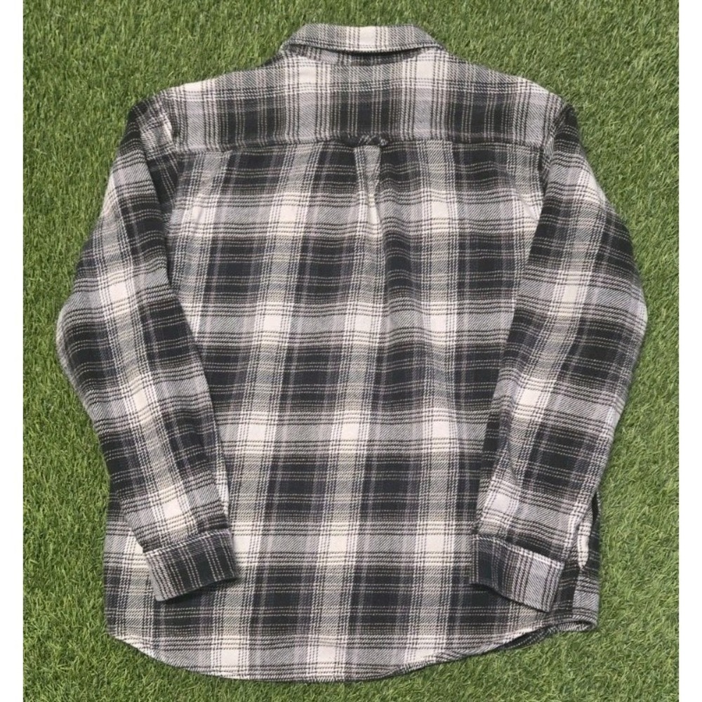 Orvis Men's Large Flannel Shirt Black White Grey Plaid Button Down Long Sleeve L - Picture 4 of 7